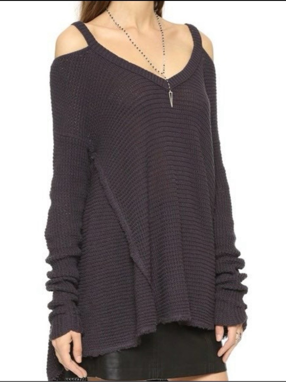 Free People Moonshine cold shoulder v neck sweater Charcoal